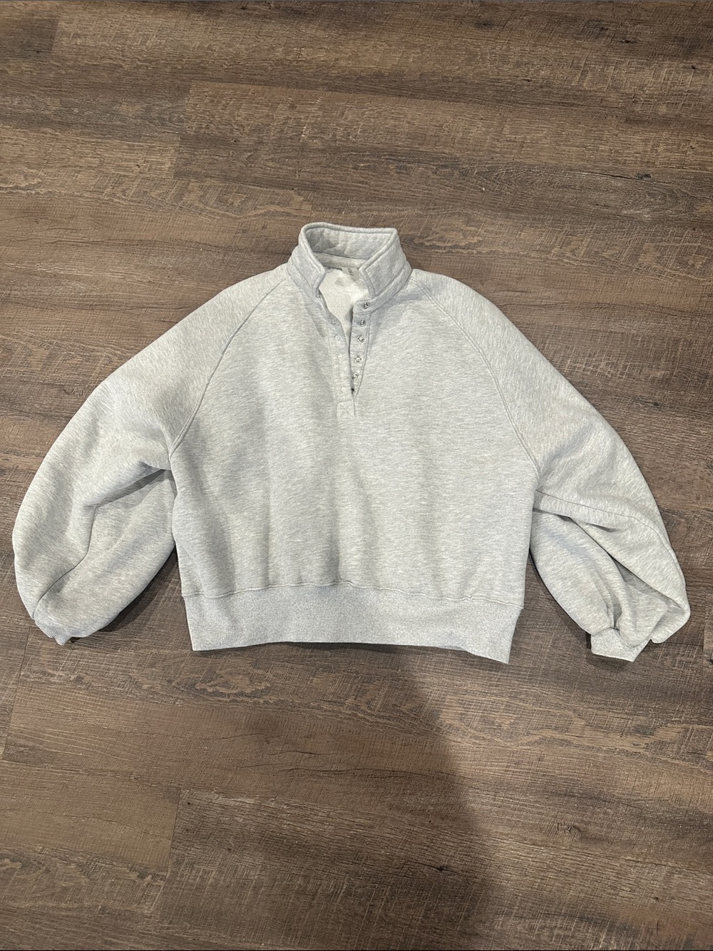 Women’s Light Gray Quarter‑Button Pullover Sweater